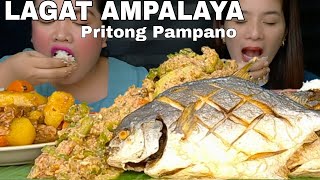 LAGAT AMPALAYA AT PRITONG PAMPANO MUKBANG  FILIPINO FOOD MUKBANG  HEALTHY MUKBANG [upl. by Akinaj614]