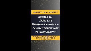 Primary Beneficiary vs Contingent for IRAs Life Insurance amp Wills  Money In A Minute SHORTS [upl. by Samled]