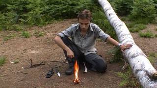 How to start a Fire by using Birchbark and Firesteel [upl. by Nuahsyar]