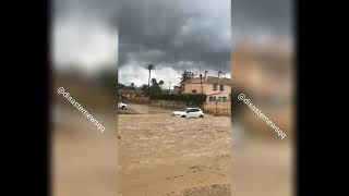 Heavy floods due to torrential rainfall in Puerto de Mazarrón Murcia Spain [upl. by Chiquia]