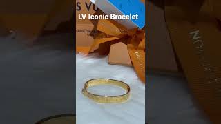 LV Iconic Bracelet Nanogram Cuff Bracelet Gold Metal Louis Vuitton Paris France [upl. by Noyr]