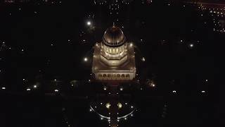 Evening aerial views of the Shrine of the Báb [upl. by Constantina]