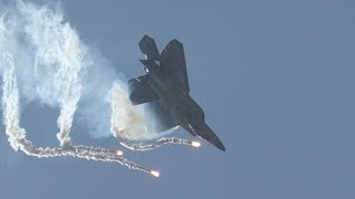 4K F22 Demo Flares Vapor and More Pacific Airshow Huntington Beach Sunday 2023 60fps [upl. by Imerej422]