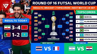 🔴 FIFA Futsal World Cup 2024 Round of 16 Results Bracket amp Topscorers as of 26 Sep 2024 [upl. by Lrat211]