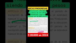 👉 El monto de las BECAS PROGRESAR seguira siendo de 20000 en el año 2024 becasprogresar Progresar [upl. by Rawdin802]