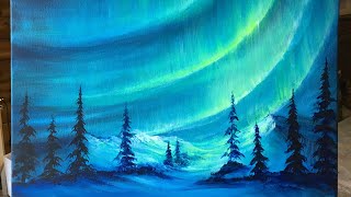 Northern Lights Acrylic Painting step by step tutorial [upl. by Dragoon]