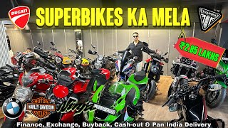 Preowned Sport Bikes for Sale in Delhi  50 Stock Ducati Triumph Kawasaki Suzuki Harley Davidson [upl. by Reivaxe]