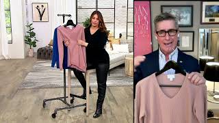 Joan Rivers Long Sleeve VNeck Ribbed Sweater on QVC [upl. by Dutchman806]