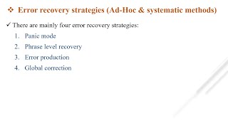 ERROR RECOVERY STRATEGIES IN COMPILER DESIGN  COMPILER DESIGN UNIT4 [upl. by Cyrano394]