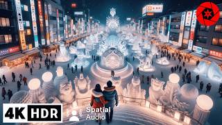 Exploring Japan’s Largest Snow Festival Night Walk  4K HDR [upl. by Winnie]