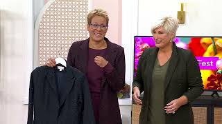 Belle by Kim Gravel Houndstooth Sparkle Blazer on QVC [upl. by Aisat]