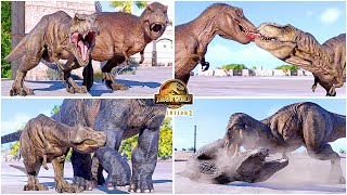 Rexy All Perfect Animations amp Interactions 🦖 Jurassic World Evolution 2 TREX 2022 in Dominion DLC [upl. by Aalst]