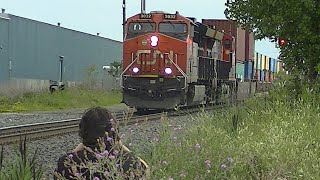 CN 3032 CN 3005 Northbound Internodal Fond Du Lac Wisconsin With railfancnKohlman Road 08042024 [upl. by Gilud248]