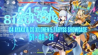 C4 Ayaka amp C0 Xilonen Freeze 51 Spiral Abyss Showcase [upl. by Alinna323]