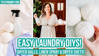 EASY LAUNDRY DIYs to save  ❤ Dryer Balls Linen Spray amp Reusable Dryer Sheets [upl. by Madonna294]