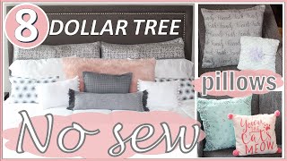 8 DOLLAR TREE DIY PILLOW HACKS  QUICK  EASY and INEXPENSIVE 👍NO SEW 👍PILLOWS😊 [upl. by Ayekam]