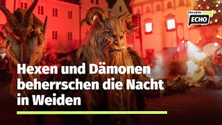 Rauhnachtslauf Weiden Hexen Krampusse Perchten und Dämonen ziehen durch die historische Altstadt [upl. by Ailyn563]