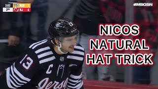 Nico Hischier Scores A Natural Hat Trick At Home 112524 NJDevils [upl. by Hnamik]