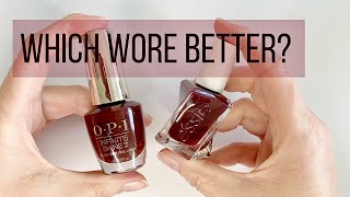 Comparing OPI and Essie  Watch Me Work [upl. by Hteazile]