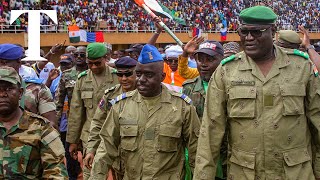 Niger’s junta leaders join rally supporting military coup [upl. by Tarra]