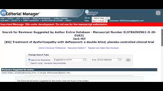 How to search for reviewers on Editorial Manager using authorsuggested reviewers [upl. by Ipoillak797]