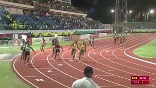 Jamaica wins Carifta u20 girls 4x100 [upl. by Trebreh]