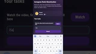 Instagram reels monetization  Tapswap code  telegeram tapswap shortsvideo [upl. by Margetts981]