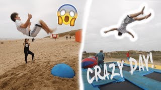 SPAMMING DOUBLE BACKFLIPS AT THE BEACH INSANE FLIPS [upl. by Sosanna]