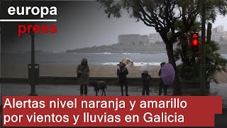 La borrasca Caetano obliga a activar alerta naranja por vientos y lluvias en Galicia [upl. by Noerb]