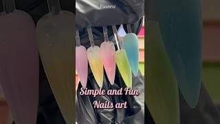 Easy and fun gradient manicure with a plate of eyeshadow🩷🩵nailart naildesign nails funny [upl. by Ahtekahs]