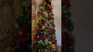 Traditional colours red gold and green 9ft Christmas tree for hire wwwsjenterprisescouk [upl. by Cyprian]