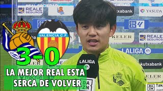 TAKE KUBO REACCIONA A LA VICTORIA REAL SOCIEDAD 30 VALENCIA GOL DE TAKE KUBO [upl. by Castle950]