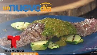 Recetas de cocina Entraña a la Parrilla con Chimichurri  Un Nuevo Día  Telemundo [upl. by Caryn311]