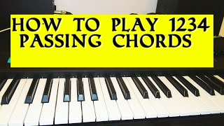 HOW TO PLAY 1234 PASSING CHORDS ON F piano pianotutorial [upl. by Hubing]