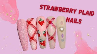 Strawberry Plaid Nails How To  Summer Nails  Clear Jelly Stamper  Vettsy [upl. by Yusuk]