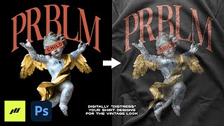 How To Digitally DISTRESS Your Streetwear Shirt Designs  Photoshop Tutorial FREE DOWNLOADS [upl. by Rockel]