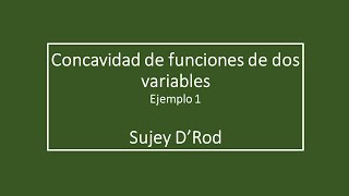 Concavidad de funciones de dos variables ejemplo 1 [upl. by Irollam]