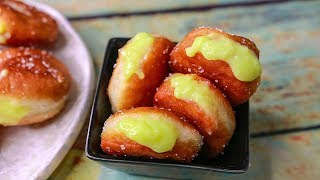 Custard Filled Doughnuts  Custard Cream Donuts  Eggless Doughnuts Recipe [upl. by Nirrat]