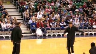 Utah Jazz Fesenko vs Koufos dance contest [upl. by Eenaej]