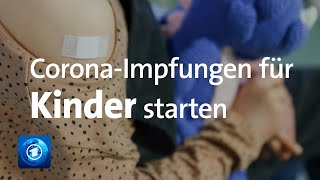 CoronaImpfungen für Kinder Erste Impfungen verabreicht [upl. by Kwabena799]