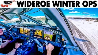 Wideroe Cockpit E190E2 amp Dash 8 Winter Ops into 14 Airports [upl. by Ira]