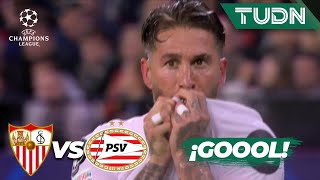 ¡SERGIO RAMOS ¡GOOL de Sevilla  Sevilla 10 PSV  UEFA Champions League 2324  TUDN [upl. by Ebag151]