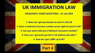 Frequently Asked Questions  UK Immigration law  UK WORK PERMITS 2172023 Part 4 [upl. by Shaum507]