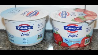 Fage Total 5 Milkfat Yogurt Original and with Strawberry Review [upl. by Haym]