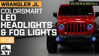 Jeep Wrangler JL ColorSMART Chasing RGB Halo LED Headlights Review amp Install [upl. by Amary]