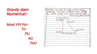 Gravity dam numerical  Hydropower Engineering  most VVI for TU  PU  KU  PoU [upl. by Nyrehtac]