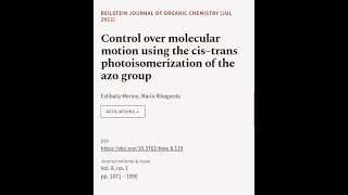 Control over molecular motion using the cis–trans photoisomerization of the azo group  RTCLTV [upl. by Astera324]