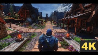 Skyrim SE 2022 Ultra Modded 4K  Exploring The Best Major Cities Overhauls in 2022 [upl. by Berkin956]