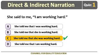 Direct amp Indirect Speech  Quiz 1 English Grammar  with Exercise and Quiz [upl. by Jarred]