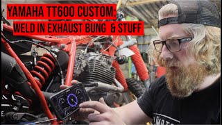 Yamaha TT600 Custom Scrambler  Welding o2 sensor bung [upl. by Afnin]